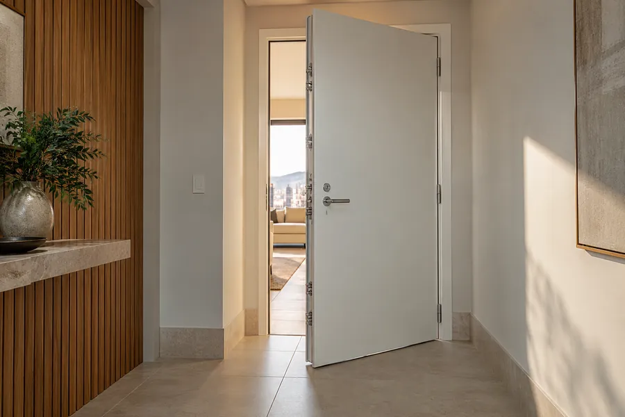 Ambientação ilustrativa: porta blindada padrão